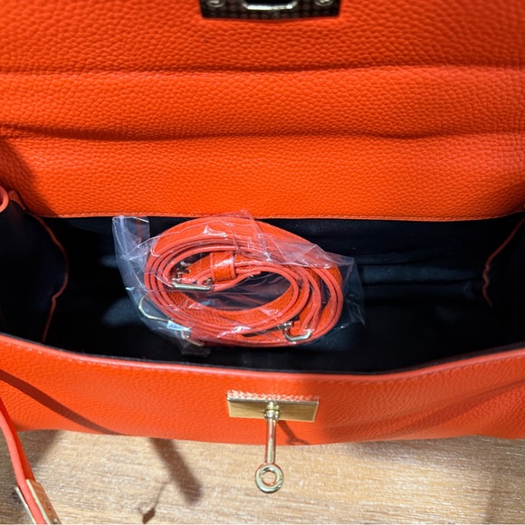 Elegant Orange Crossbody Bag with Pink Blue Horse Charm Accent - Picture 4 of 4